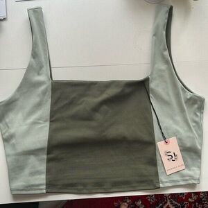 NWT Sincerely Jules Green Color Block Activewear Bra XL